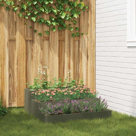 vidaXL Have Blomsterkrukke Olivengrøn 90 x 90 x 35 cm Stål