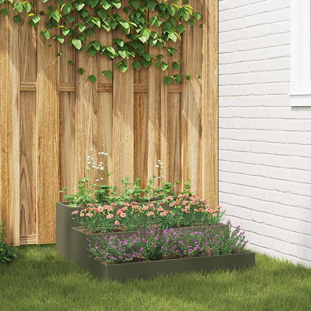 vidaXL Have Blomsterkrukke Olivengrøn 90 x 90 x 35 cm Stål vidaXL Have Blomsterkrukke Olivengrøn 90 x 90 x 35 cm Stål