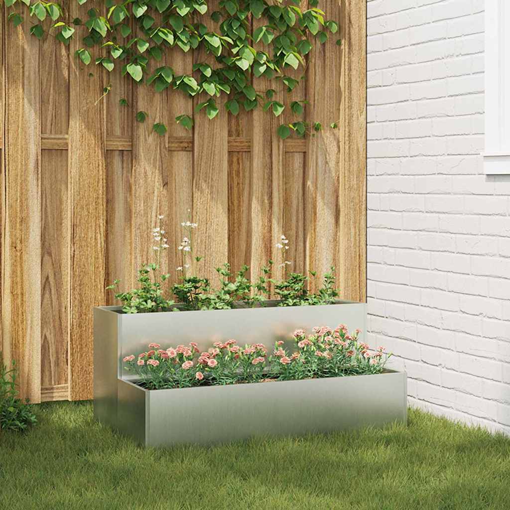 vidaXL Have Blomsterkrukke Sølv 100 x 60 x 45 cm Galvaniseret stål vidaXL Have Blomsterkrukke Sølv 100 x 60 x 45 cm Galvaniseret stål