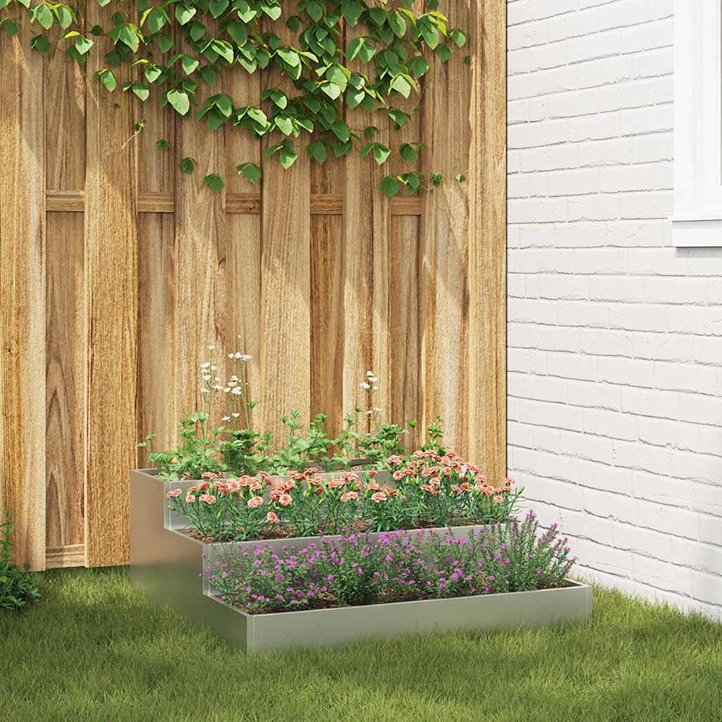 vidaXL Have Blomsterkrukke Sølv 90 x 90 x 35 cm Galvaniseret stål vidaXL Have Blomsterkrukke Sølv 90 x 90 x 35 cm Galvaniseret stål