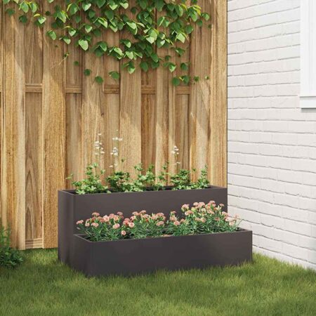 vidaXL Have Blomsterkrukke Sort 100 x 60 x 45 cm Koldvalset stål