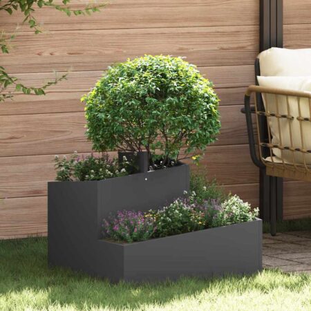 vidaXL Have Blomsterkrukke Sort 60 x 60 x 50 cm Koldvalset stål