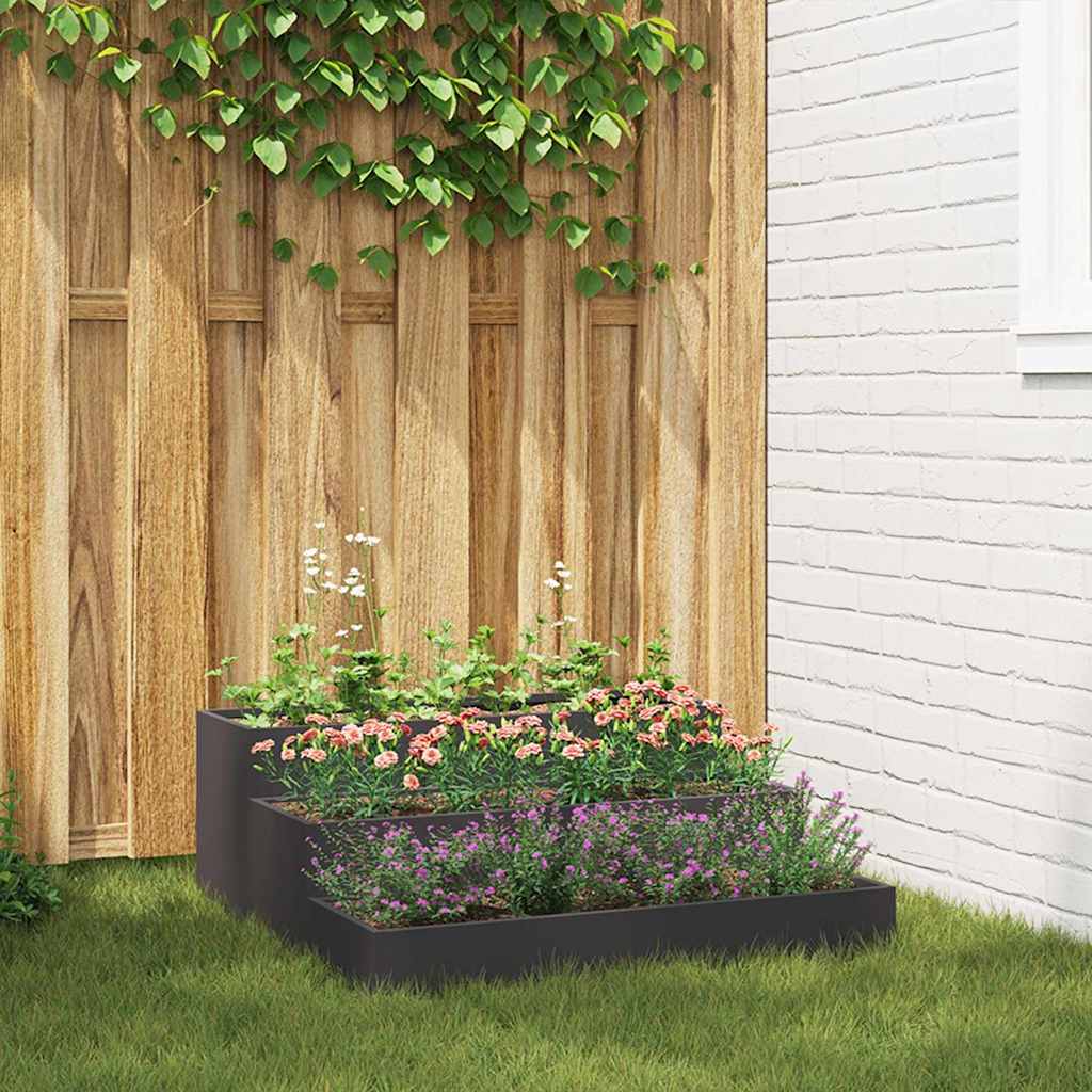 vidaXL Have Blomsterkrukke Sort 90 x 90 x 35 cm Stål vidaXL Have Blomsterkrukke Sort 90 x 90 x 35 cm Stål