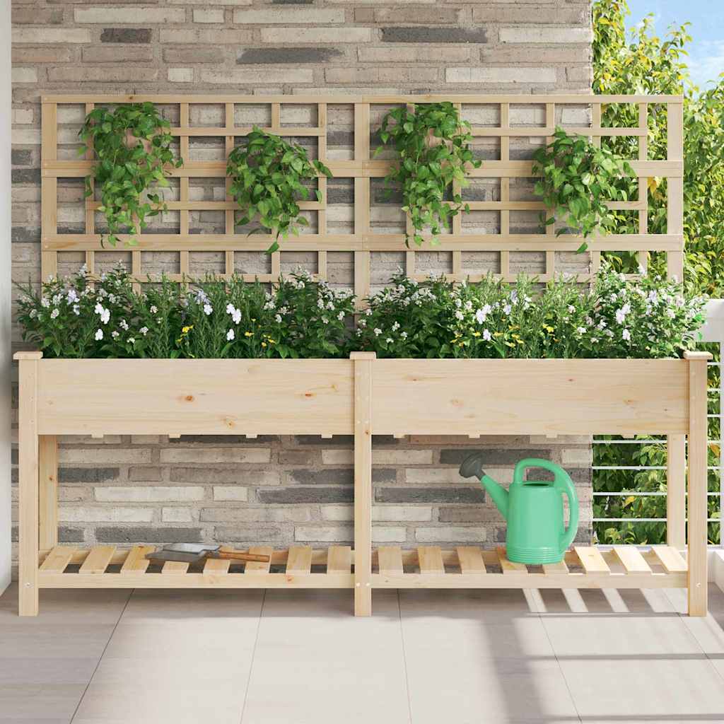vidaXL Have Blomsterkrukke med hylde Beige 203,5 x 54 x 152,5 cm vidaXL Have Blomsterkrukke med hylde Beige 203,5 x 54 x 152,5 cm