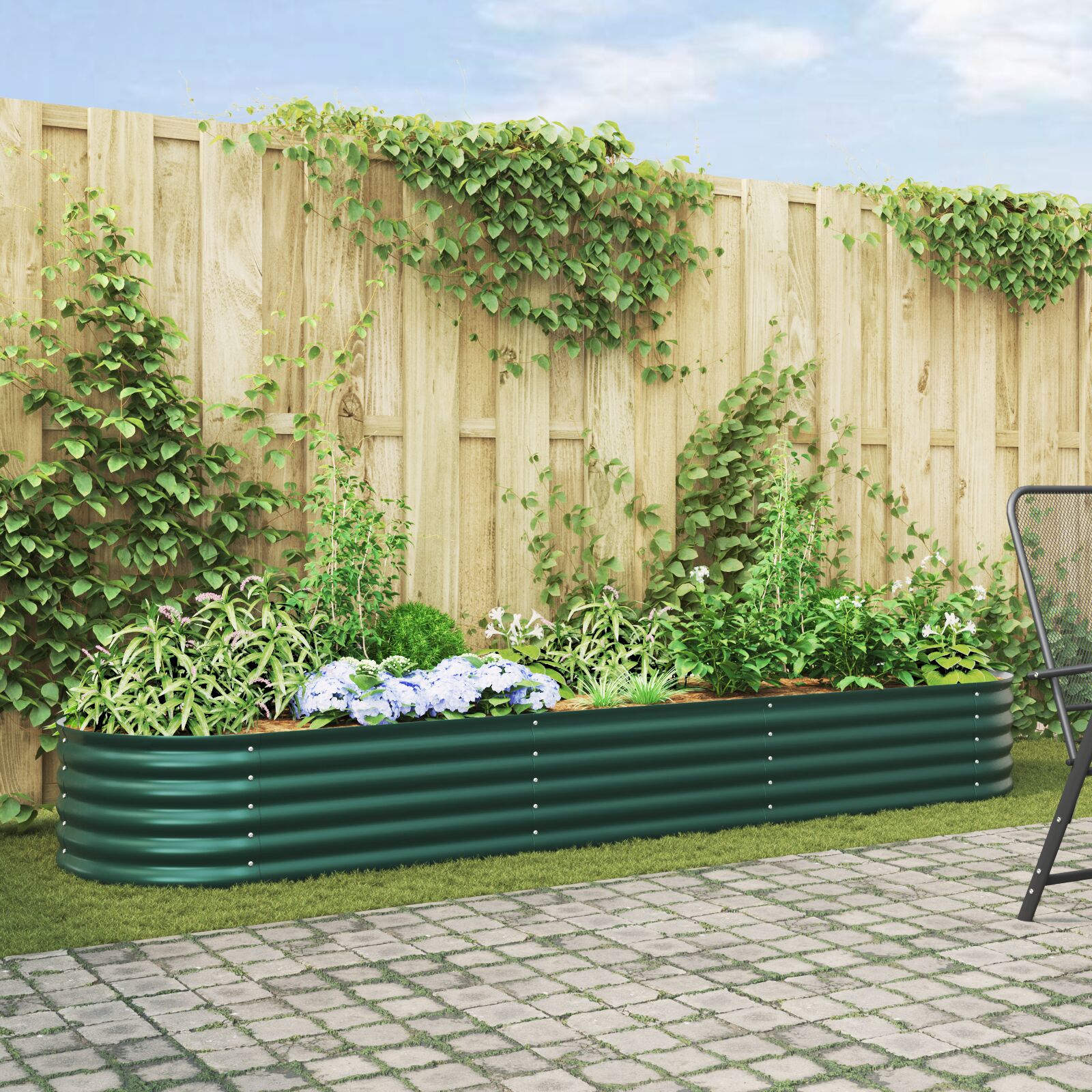 vidaXL Have Højbed Grøn 320x80x44 cm i Galvaniseret Stål vidaXL Have Højbed Grøn 320x80x44 cm i Galvaniseret Stål