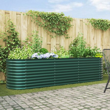 vidaXL Have Højbed Grøn 320x80x81 cm Galvaniseret Stål