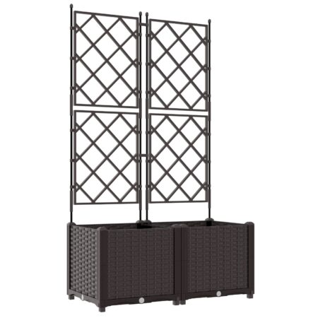 vidaXL Have Plantekasse med Trellis 2 stk Brun 80x40x143 cm