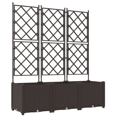 vidaXL Have Plantekasse med Trellis 3 stk Brun 120x40x143 cm