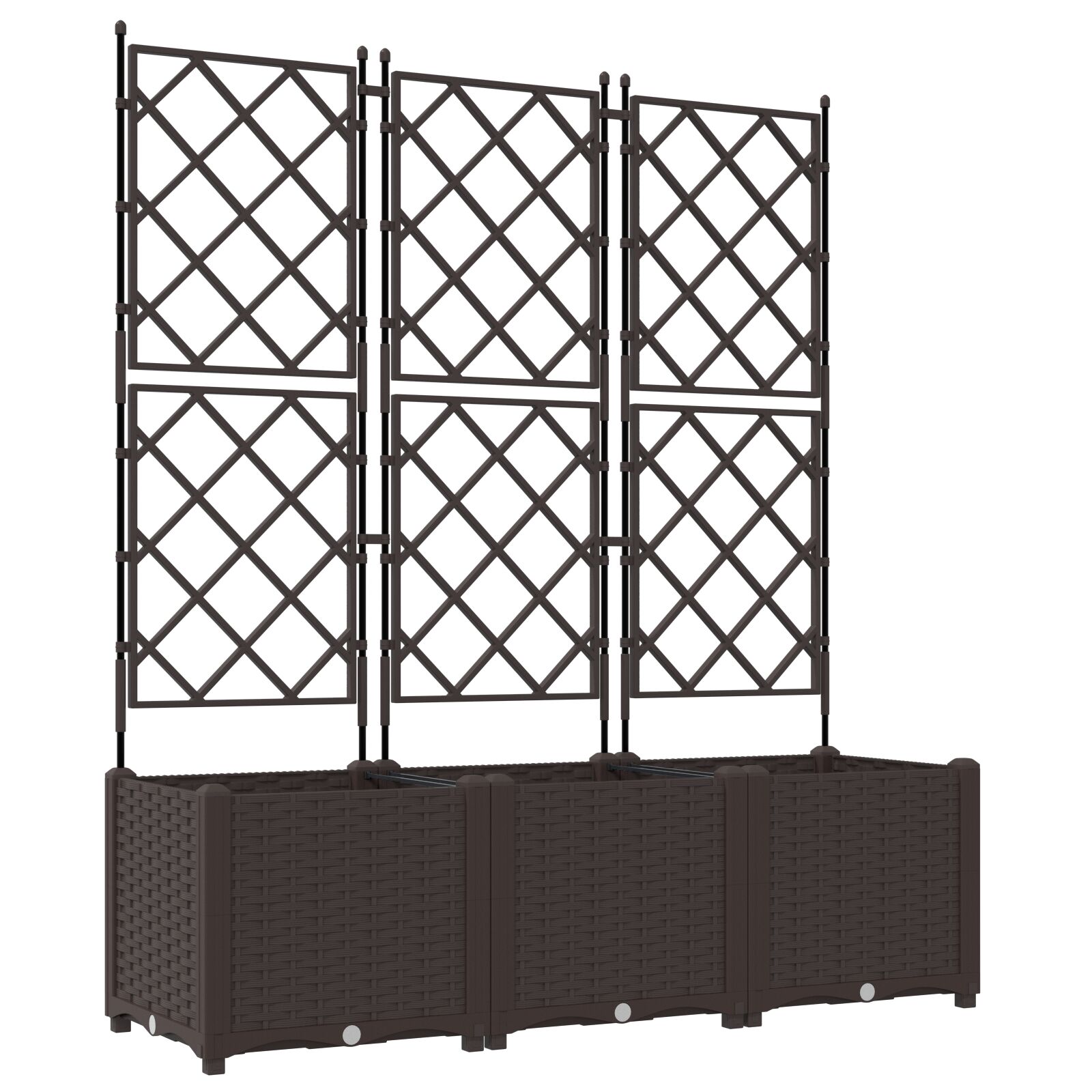 vidaXL Have Plantekasse med Trellis 3 stk Brun 120x40x143 cm vidaXL Have Plantekasse med Trellis 3 stk Brun 120x40x143 cm
