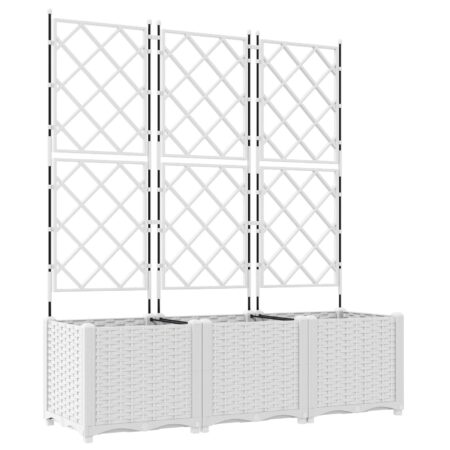 vidaXL Have Plantekasse med Trellis 3 stk Hvid 120x40x143 cm