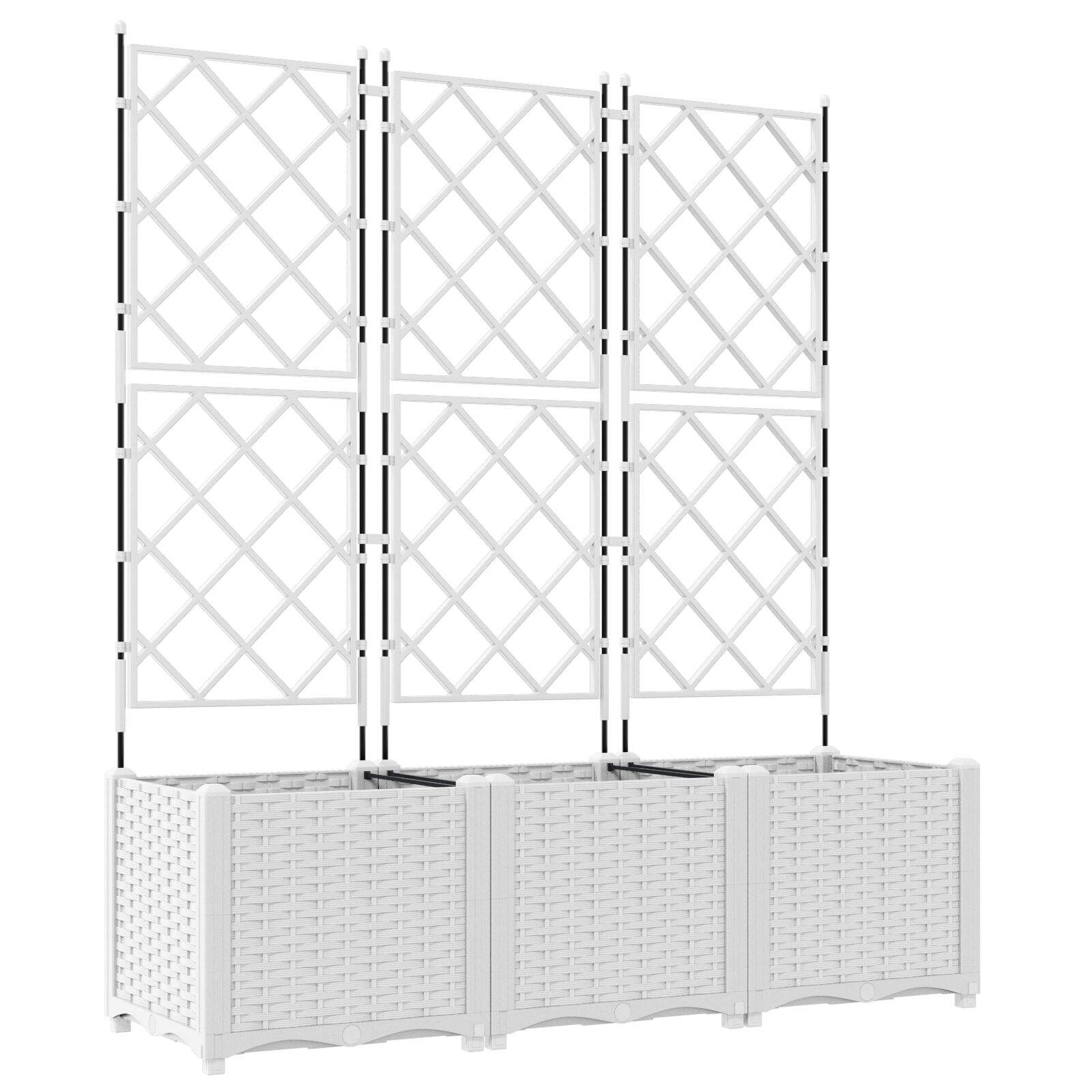 vidaXL Have Plantekasse med Trellis 3 stk Hvid 120x40x143 cm vidaXL Have Plantekasse med Trellis 3 stk Hvid 120x40x143 cm