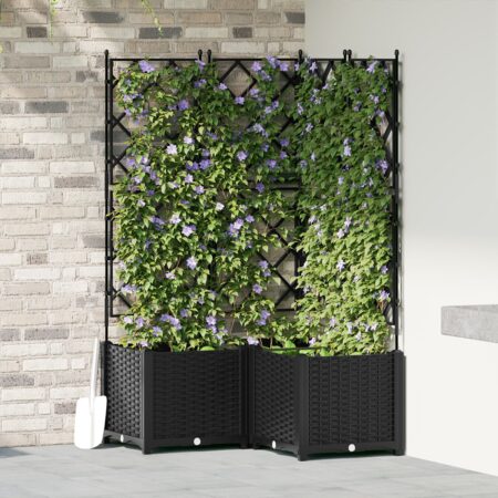 vidaXL Havekrukke med Espalier 3 stk Sort 80x80x143 cm