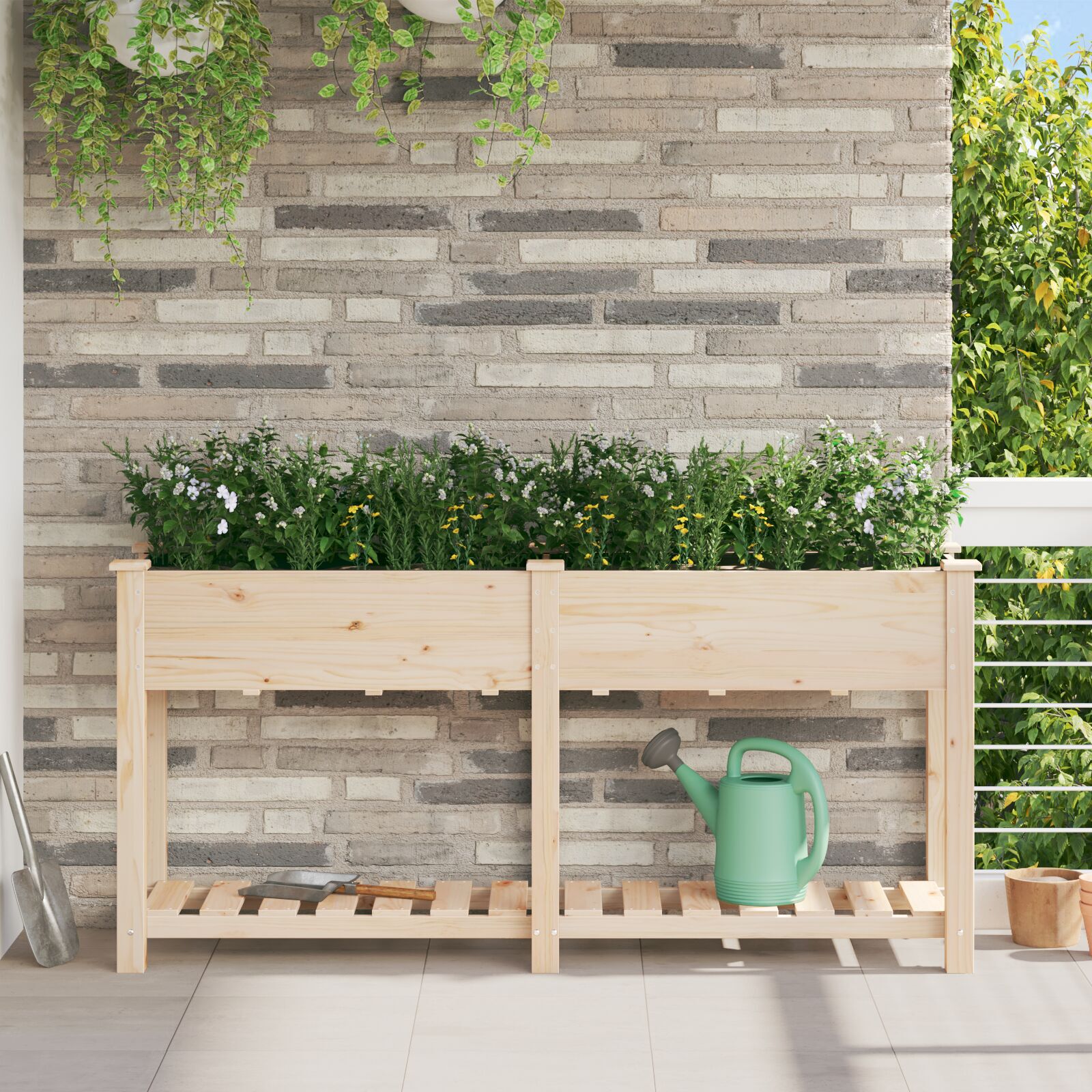 vidaXL Havekrukke med Hylde 161x43x76 cm Massivt Fyrretræ vidaXL Havekrukke med Hylde 161x43x76 cm Massivt Fyrretræ
