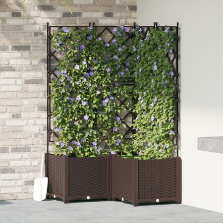 vidaXL Havekrukke med Trellis 3 stk Brun 80x80x143 cm