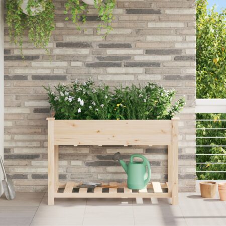 vidaXL Havekrukke med hylde 115x59x76 cm Solid fyrretræ