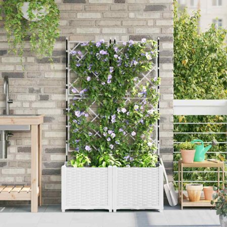vidaXL Havekrukke med trellis 2 pcs Hvid 80 x 40 x 143 cm PP