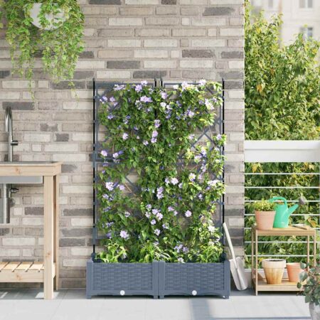 vidaXL Havekrukke med trellis 2 pcs Lysegrå 80 x 40 x 125.5 cm PP