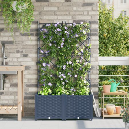 vidaXL Havekrukke med trellis 2 stk Grå 80x40x143 cm