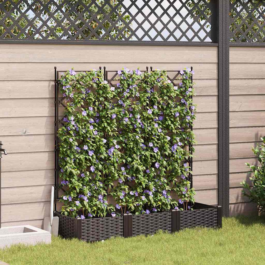 vidaXL Havekrukke med trellis 3 pcs Brun 120 x 40 x 125.5 cm PP vidaXL Havekrukke med trellis 3 pcs Brun 120 x 40 x 125.5 cm PP