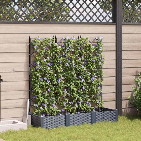 vidaXL Havekrukke med trellis 3 pcs Grå 120 x 40 x 125.5 cm PP
