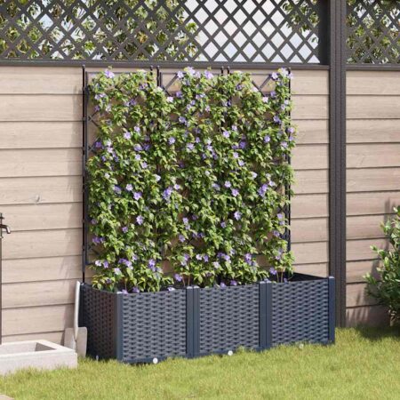 vidaXL Havekrukke med trellis 3 pcs Grå 120 x 40 x 143 cm PP