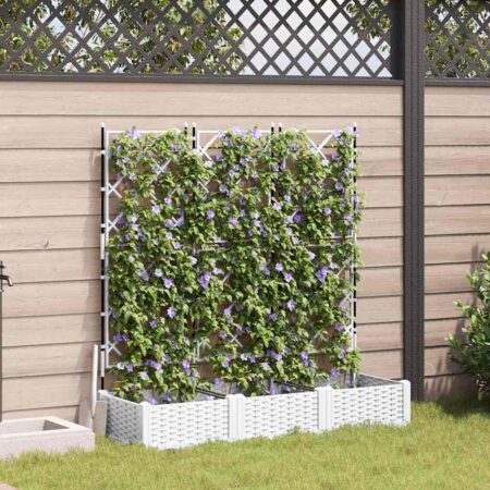 vidaXL Havekrukke med trellis 3 pcs Hvid 120 x 40 x 125.5 cm PP