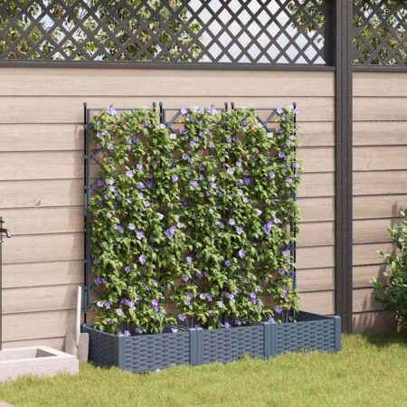 vidaXL Havekrukke med trellis 3 pcs Lysegrå 120 x 40 x 125.5 cm PP