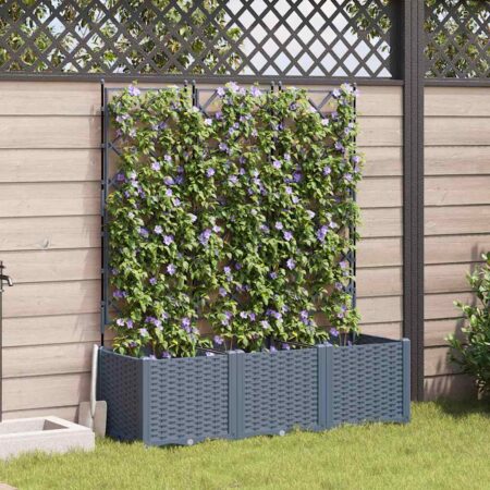 vidaXL Havekrukke med trellis 3 pcs Lysegrå 120 x 40 x 143 cm PP