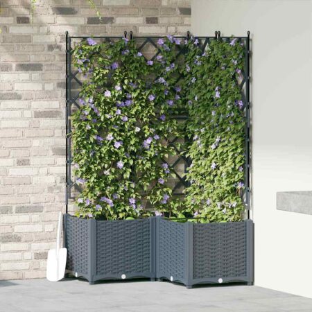 vidaXL Havekrukke med trellis 3 pcs Lysegrå 80 x 80 x 143 cm PP