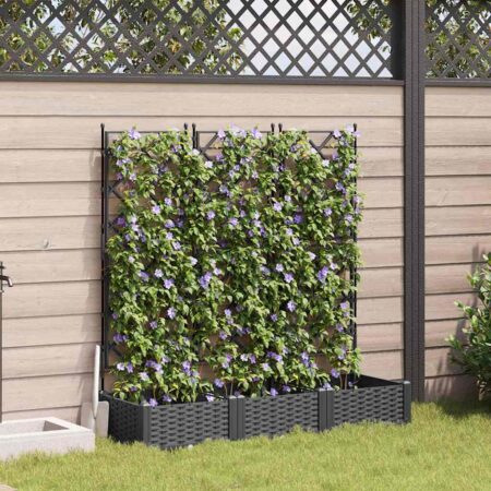 vidaXL Havekrukke med trellis 3 pcs Sort 120 x 40 x 125.5 cm PP