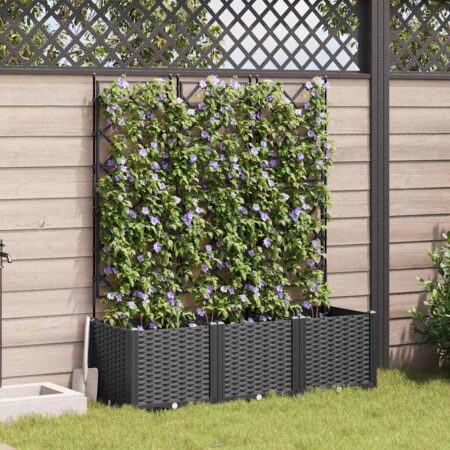 vidaXL Havekrukke med trellis 3 pcs Sort 120 x 40 x 143 cm PP