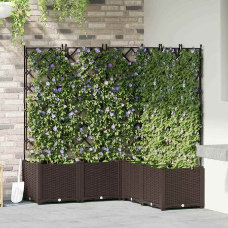 vidaXL Havekrukke med trellis 5 pcs Brun 120 x 120 x 143 cm PP