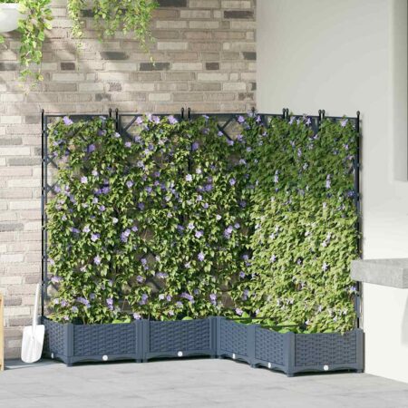 vidaXL Havekrukke med trellis 5 pcs Grå 120 x 120 x 125.5 cm PP