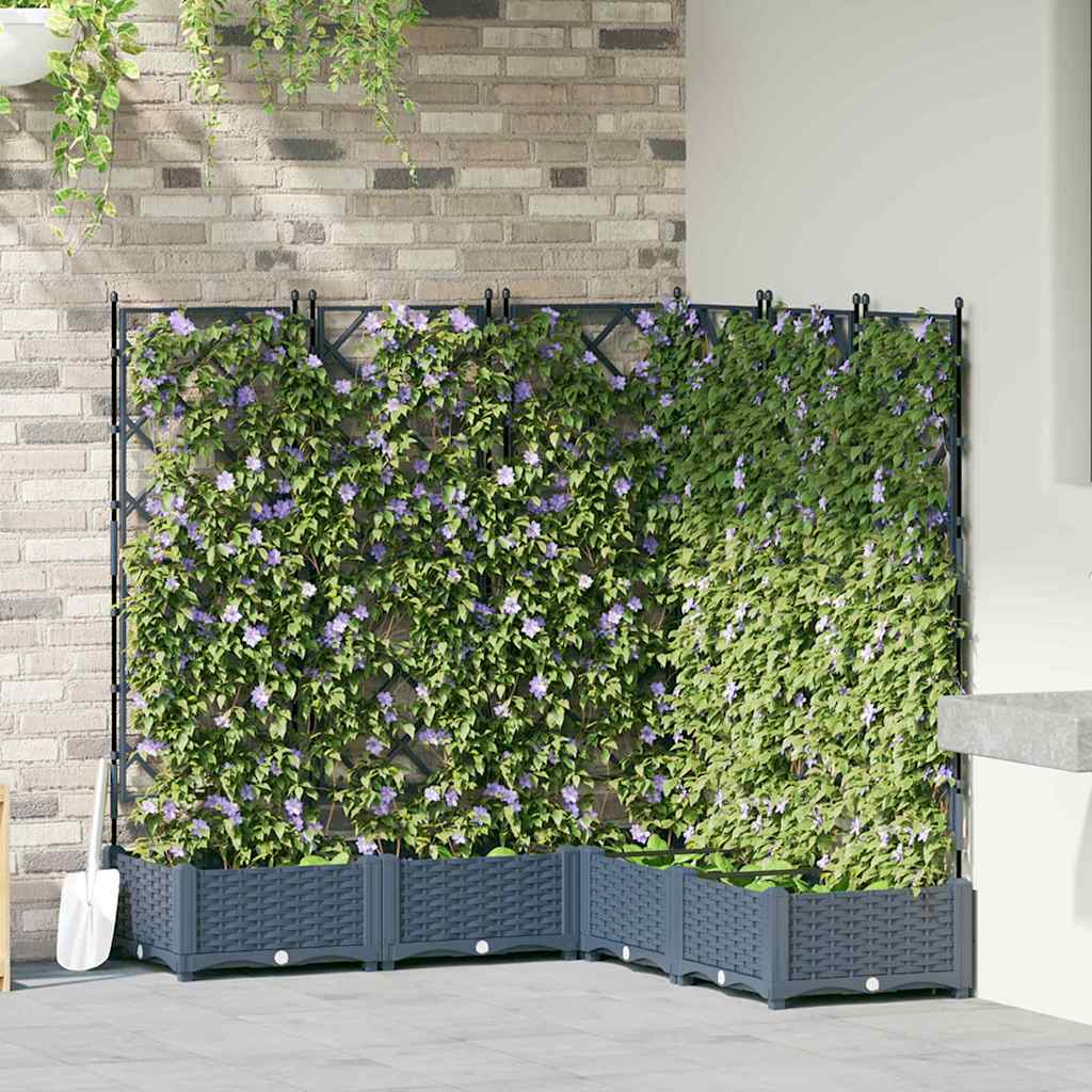 vidaXL Havekrukke med trellis 5 pcs Grå 120 x 120 x 125.5 cm PP vidaXL Havekrukke med trellis 5 pcs Grå 120 x 120 x 125.5 cm PP