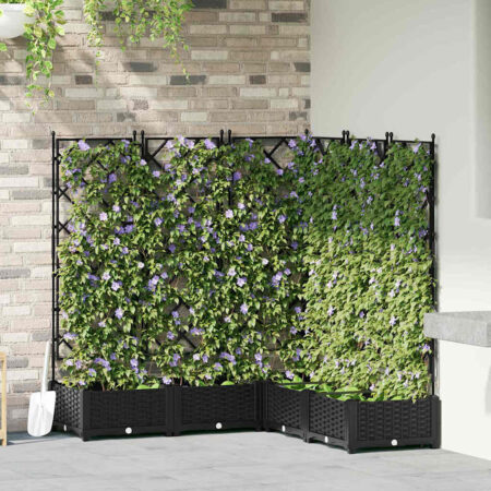 vidaXL Havekrukke med trellis 5 pcs Sort 120 x 120 x 125.5 cm PP