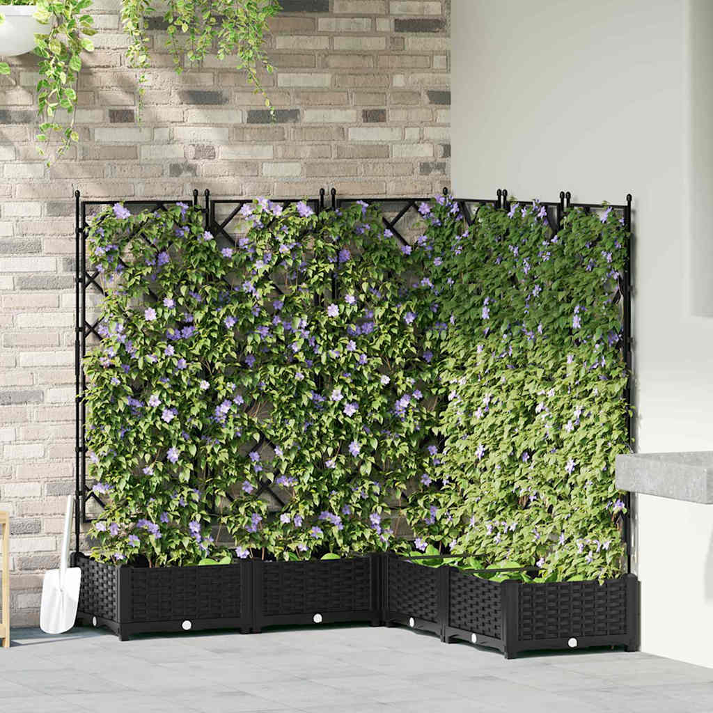 vidaXL Havekrukke med trellis 5 pcs Sort 120 x 120 x 125.5 cm PP vidaXL Havekrukke med trellis 5 pcs Sort 120 x 120 x 125.5 cm PP