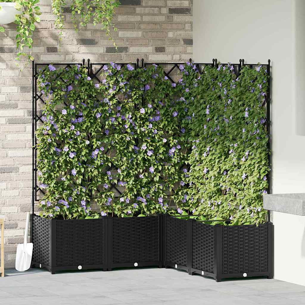 vidaXL Havekrukke med trellis 5 pcs Sort 120 x 120 x 143 cm PP vidaXL Havekrukke med trellis 5 pcs Sort 120 x 120 x 143 cm PP