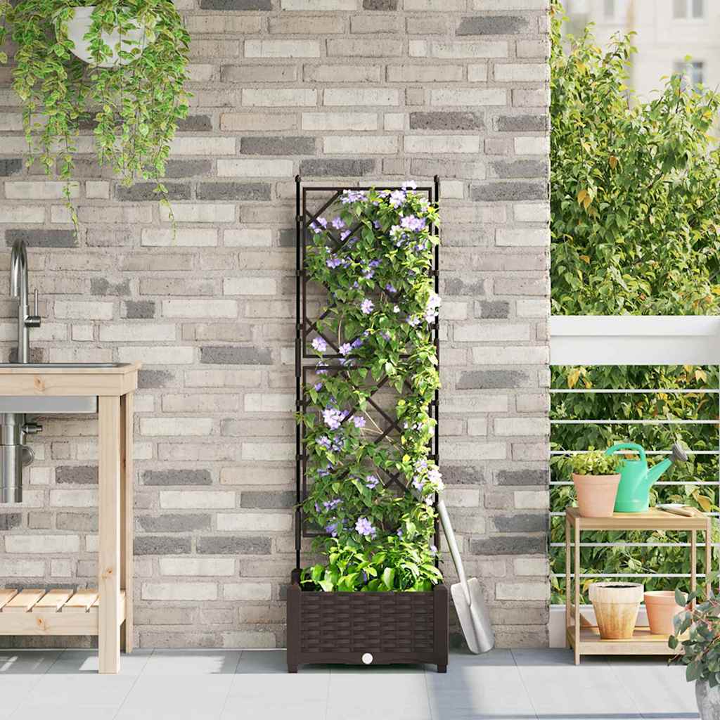 vidaXL Havekrukke med trellis Brun 40 x 40 x 125.5 cm PP vidaXL Havekrukke med trellis Brun 40 x 40 x 125.5 cm PP