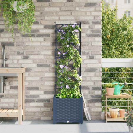 vidaXL Havekrukke med trellis Grå 40 x 40 x 143 cm PP