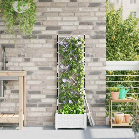 vidaXL Havekrukke med trellis Hvid 40 x 40 x 125.5 cm PP