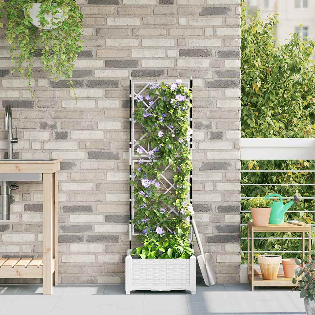 vidaXL Havekrukke med trellis Hvid 40 x 40 x 125.5 cm PP vidaXL Havekrukke med trellis Hvid 40 x 40 x 125.5 cm PP