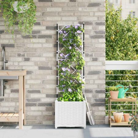 vidaXL Havekrukke med trellis Hvid 40 x 40 x 143 cm PP