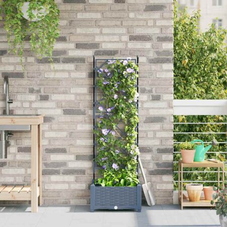 vidaXL Havekrukke med trellis Lysegrå 40 x 40 x 125.5 cm PP
