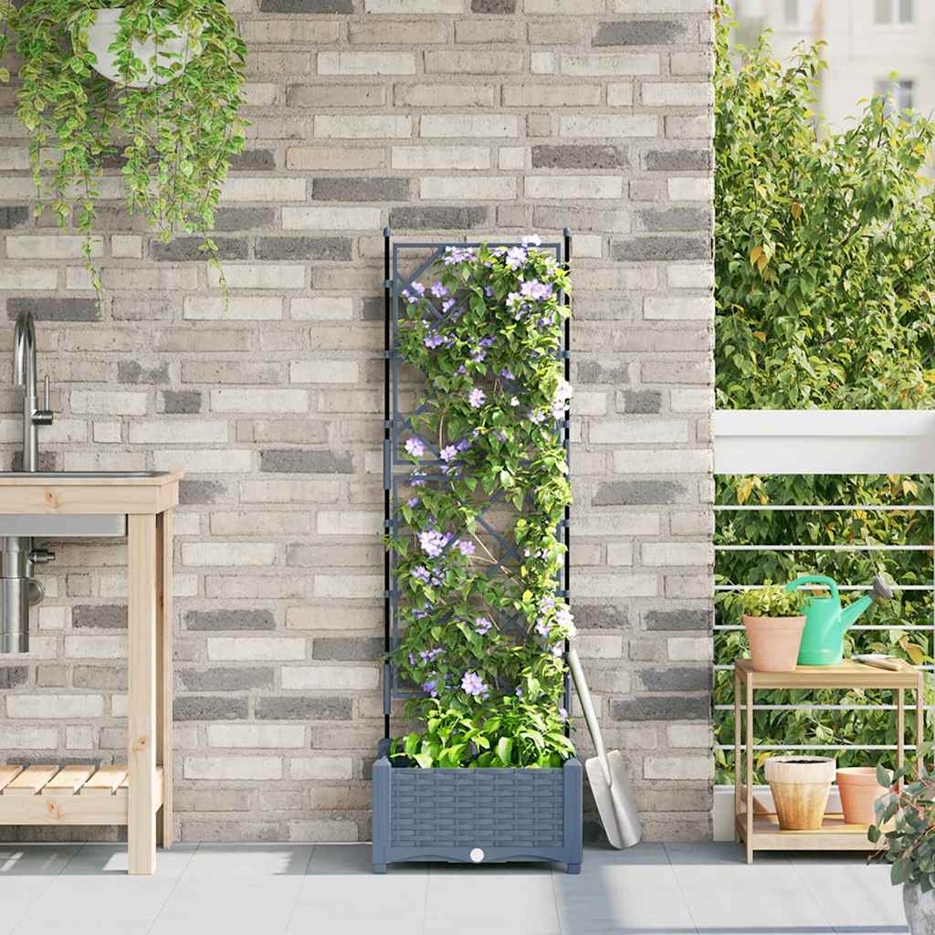 vidaXL Havekrukke med trellis Lysegrå 40 x 40 x 125.5 cm PP vidaXL Havekrukke med trellis Lysegrå 40 x 40 x 125.5 cm PP