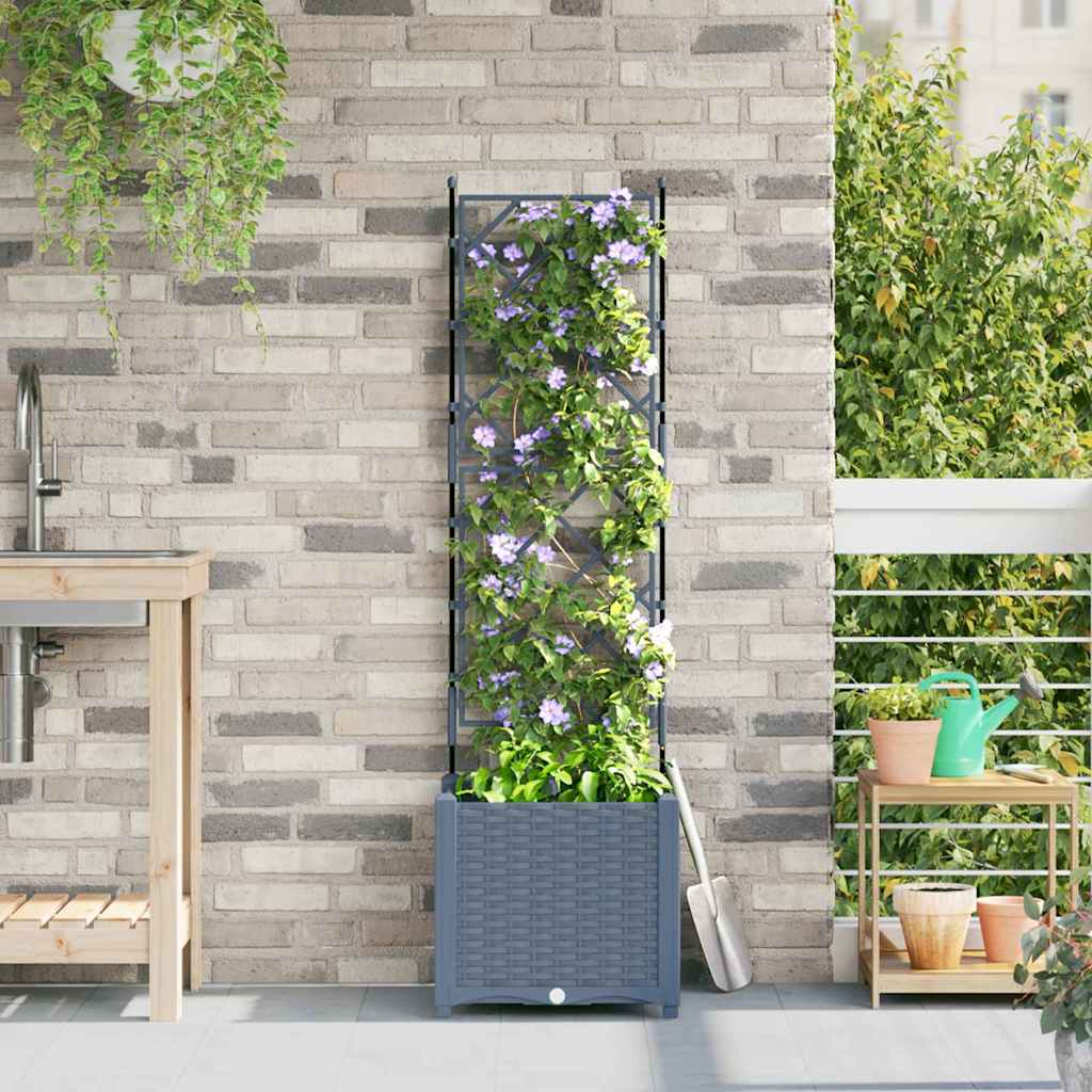 vidaXL Havekrukke med trellis Lysegrå 40 x 40 x 143 cm PP vidaXL Havekrukke med trellis Lysegrå 40 x 40 x 143 cm PP