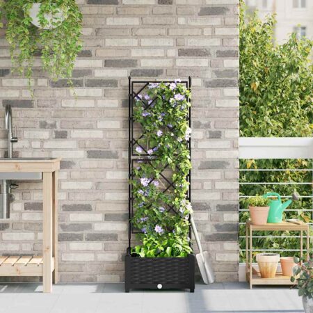 vidaXL Havekrukke med trellis Sort 40 x 40 x 125.5 cm PP