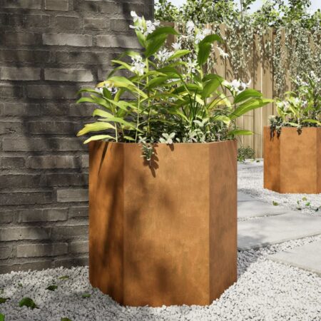 vidaXL Havekrukker 2 stk 46x40x45 cm sekskantet Forvitringsstål