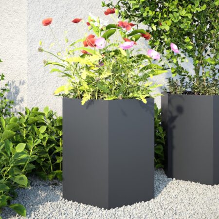 vidaXL Havekrukker 2 stk 46x40x45 cm sekskantet stål antracitgrå