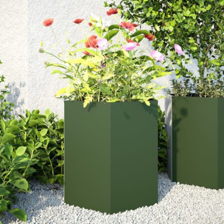 vidaXL Havekrukker 2 stk 46x40x45 cm sekskantet stål olivengrøn