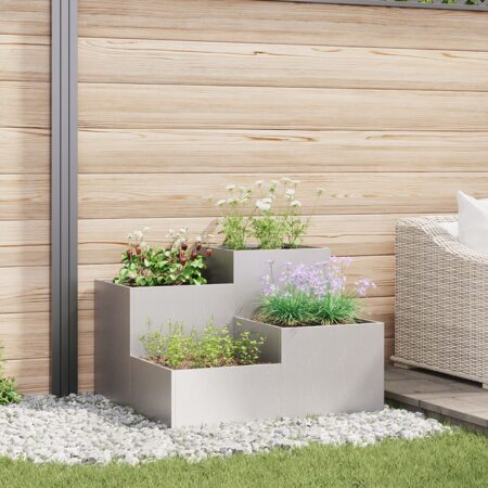 vidaXL Haveplante Sølv Rustfrit stål 80 x 80 x 60 cm Planter